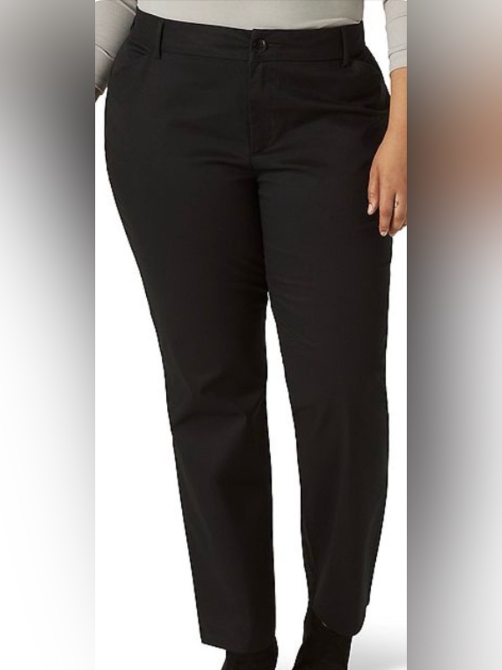 Lee Wrinkle Free Relaxed Fit Straight Leg Pants Black Plus Size 16W. Medium New